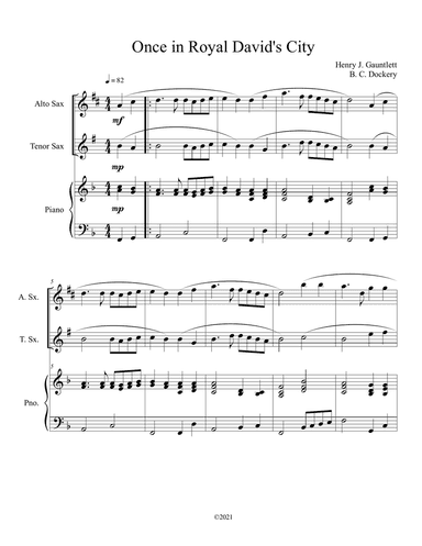 Once in Royal David's City (Alto and Tenor Sax Duet with Piano Accompaniment)