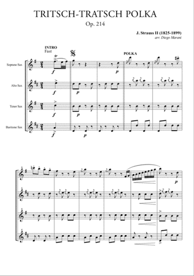 Tritsch-Tratsch Polka for Saxophone Quartet