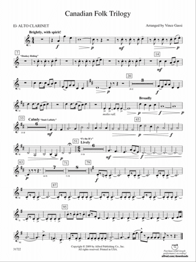 Canadian Folk Trilogy: (wp) E-flat Alto Clarinet