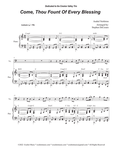 Come, Thou Fount Of Every Blessing (Cello solo and Piano)