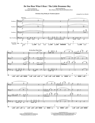 Do You Hear What I Hear/Little Drummer Boy for 4 Trombones w opt. Drums