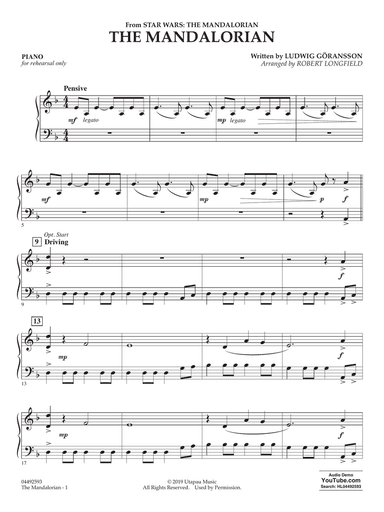 The Mandalorian (arr. Robert Longfield) - Piano