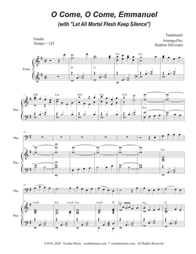 O Come, O Come, Emmanuel (with "Let All Mortal Flesh Keep Silence") (Trombone solo and Piano)