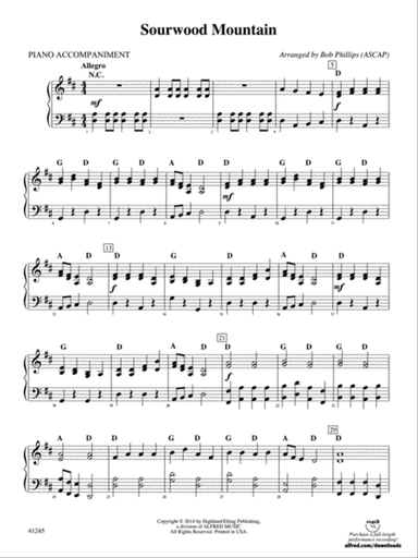 Sourwood Mountain: Piano Accompaniment