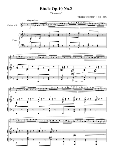Chopin: "Chromatic" Etude Op. 10, No. 2 for Clarinet and Piano