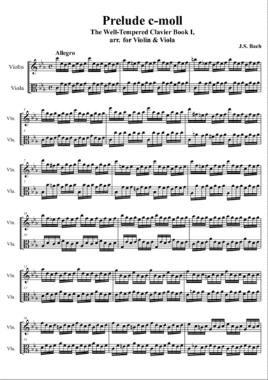 J. S. Bach - Prelude II c-moll from The Well-Tempered Clavier Book I, arr. for Violin & Viola