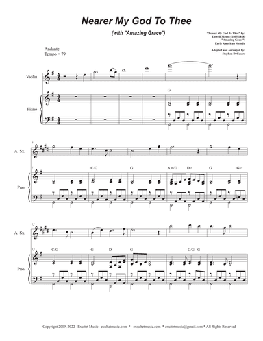 Nearer My God To Thee (with "Amazing Grace") (Alto Saxophone and Piano)