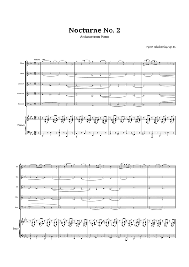 Nocturne by Chopin for Woodwind Quintet and Piano