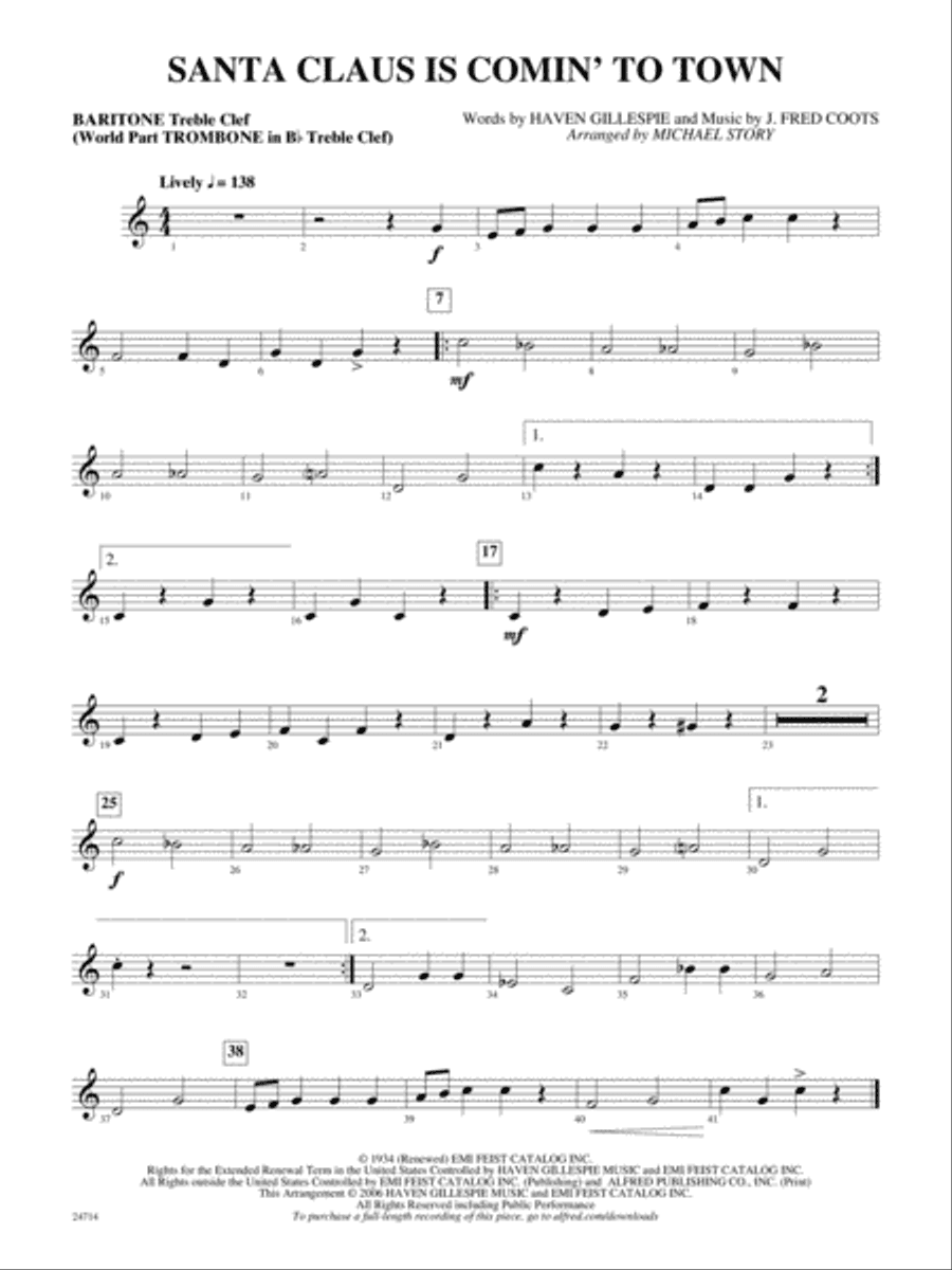 Santa Claus Is Comin' to Town: Baritone T.C.