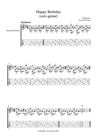 Happy Birthday - solo guitar