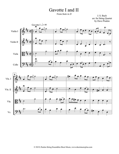 Bach Gavotte I & II for String Quartet