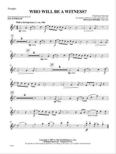 Who Will Be a Witness?: 1st B-flat Trumpet