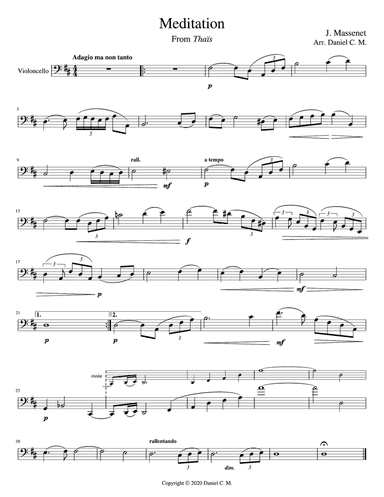 Meditation for cello and piano (easy)