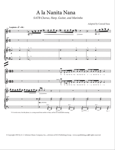 A la Nanita Nana from Carols and Lullabies (Downloadable Full Score & Parts)