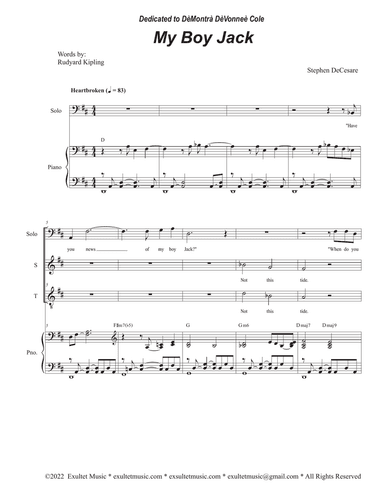 My Boy Jack (Baritone solo with Vocal Duet of Soprano and Tenor solo)