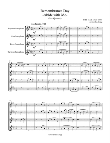 Remembrance Day 'Abide with Me' (Sax Quartet)