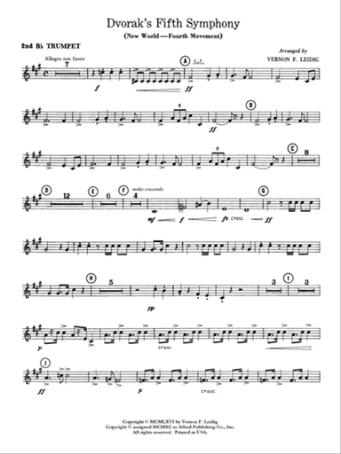 Dvorák's 5th Symphony ("New World," 4th Movement): 2nd B-flat Trumpet
