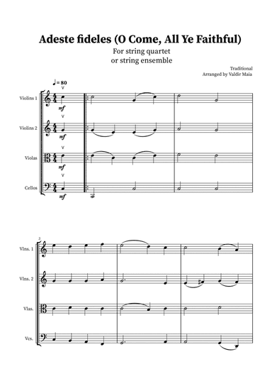 O Come, All Ye Faithful (Adeste Fideles) - String Quartet