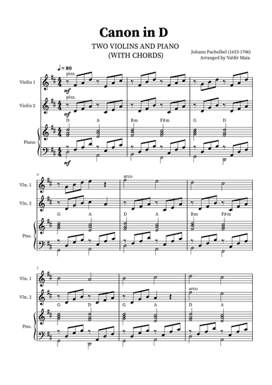 Canon in D - Violin Duet with Piano