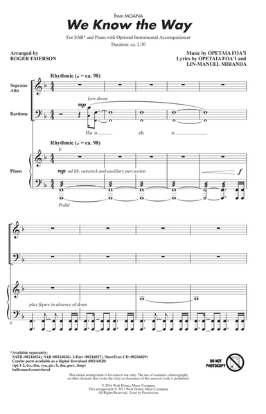 We Know The Way (from Moana) (arr. Roger Emerson)