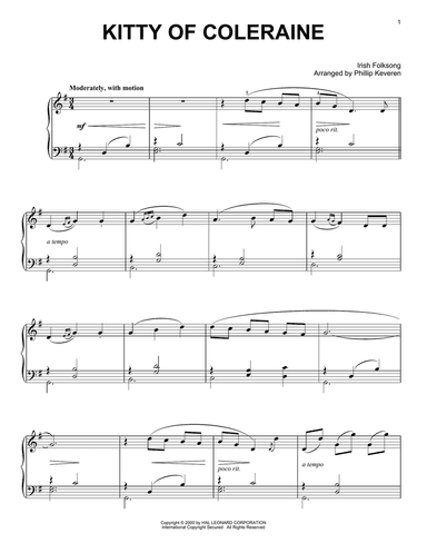 Kitty Of Coleraine (arr. Phillip Keveren)
