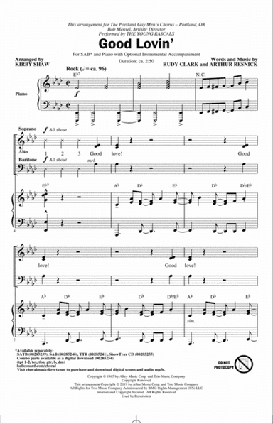 Good Lovin' (arr. Kirby Shaw)