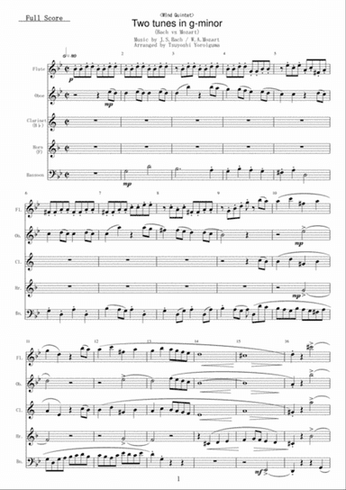 Two tunes in g-minor (Bach vs Mozart)