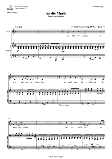 An die Musik, Op. 88 No. 4 (D. 547) (Second edition) (C Major)