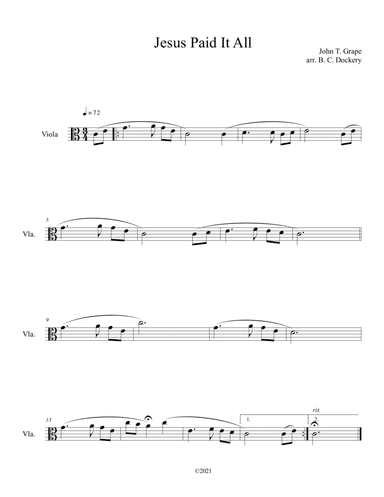 Jesus Paid It All (Viola Solo)