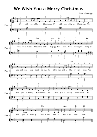 We Wish You A Merry Christmas - piano