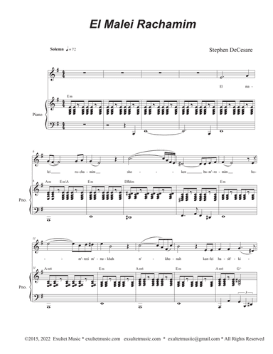 El Malei Rachamim (Vocal solo - Medium Key)