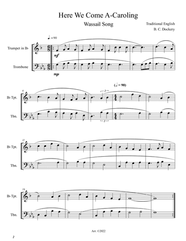 Here We Come A-Caroling (Trumpet and Trombone Duet)