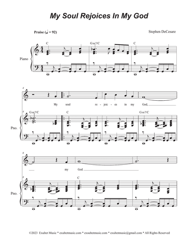 My Soul Rejoices In My God (Unison choir)