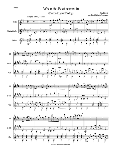 When the boat comes in (Dance to your Daddy) for flute, clarinet and guitar