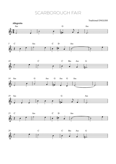 SCARBOROUGH FAIR - horn with chords