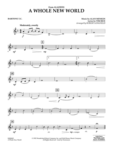 A Whole New World (from Aladdin) (arr. Robert Longfield) - Baritone T.C.