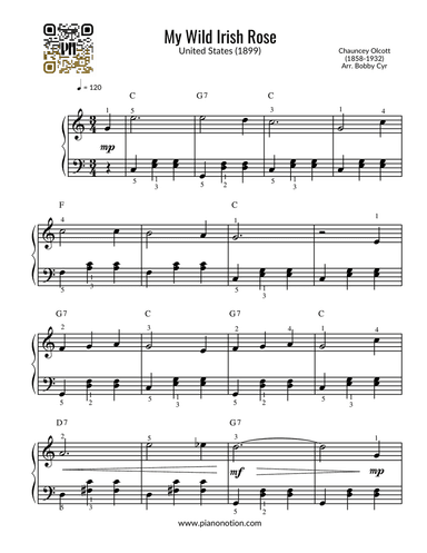 My Wild Irish Rose (Easy Piano Solo)