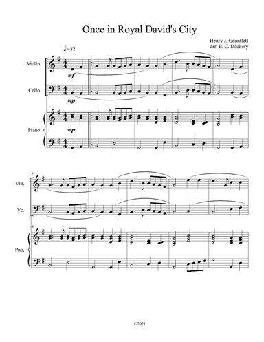 Once in Royal David's City (Violin and Cello Duet with Piano Accompaniment)