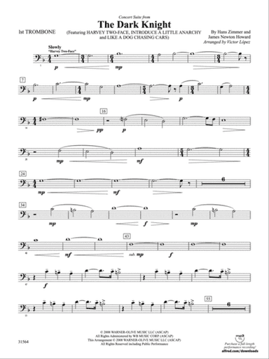 The Dark Knight, Concert Suite from: 1st Trombone