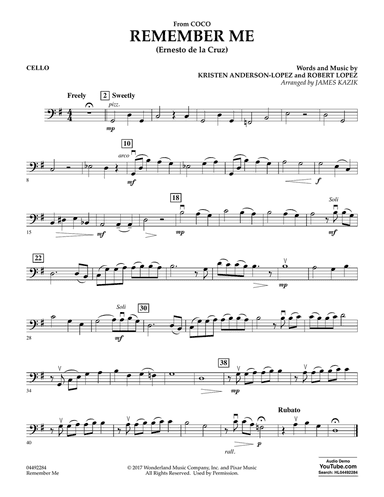 Remember Me (from Coco) (arr. James Kazik) - Cello