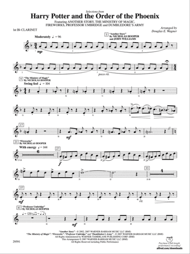 Harry Potter and the Order of the Phoenix, Selections From: 1st B-flat Clarinet