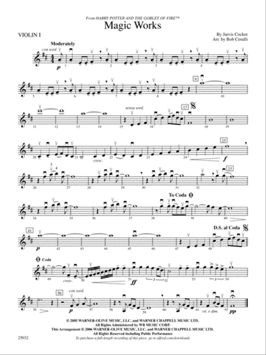 Magic Works (from Harry Potter and the Goblet of Fireâ„¢): 1st Violin