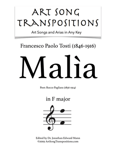 TOSTI: Malìa (transposed to F major)