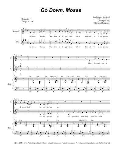 Go Down, Moses (Duet for Soprano and Alto solo)