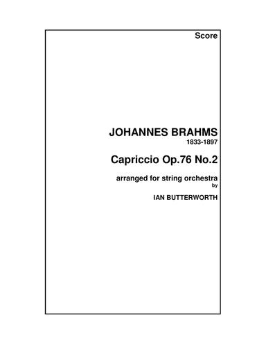 BRAHMS Capriccio in B minor (Op.76 No.2) for string orchestra