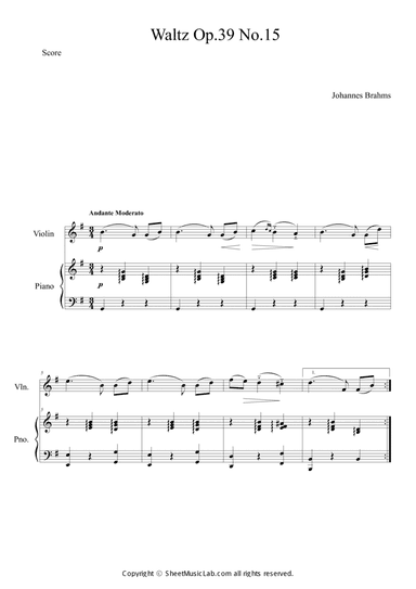 Waltz op.39 no.15 Easy Version in G