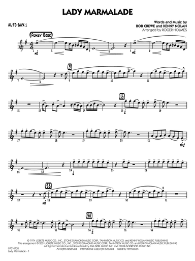 Lady Marmalade (from Moulin Rouge) (arr. Roger Holmes) - Alto Sax 1