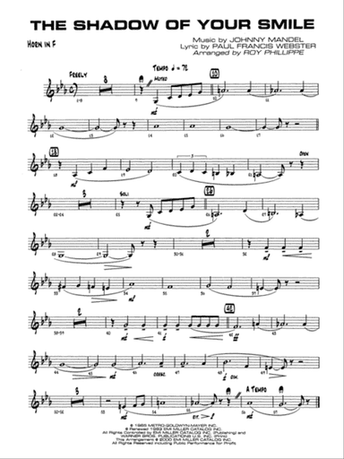 The Shadow of Your Smile (from The Sandpiper): 1st F Horn