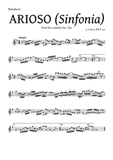 ARIOSO, by J. S. Bach (sinfonia) - for Xylophone and accompaniment