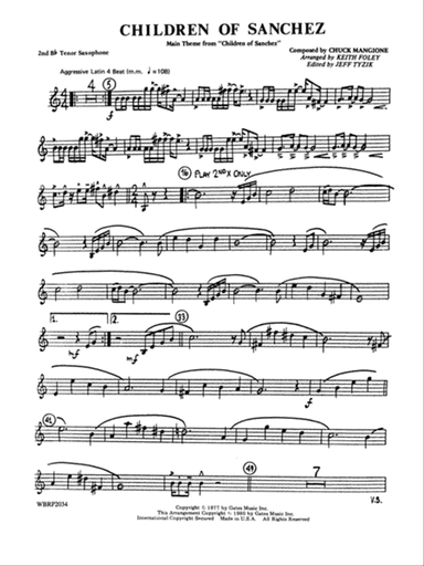 Children of Sanchez: 2nd B-flat Tenor Saxophone